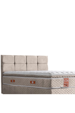 Gümüş Tek Kişilik Baza Başlık Real Pedli Yatak Seti Krem 90 x 200