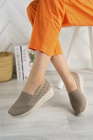 Nesil Shoes Aky 055 Vizon Triko Yazlık Kadın Ayakkabı-vizon Vizon