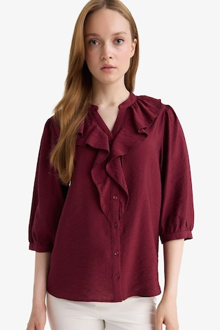 Defacto Regular Fit Bisiklet Yaka Volanlı Uzun Kollu Gömlek E9922ax25aubr194 Bordo