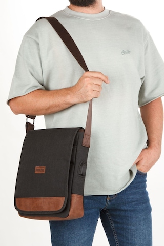 Newish Polo Kanvas Kumaş Kolej Erkek Postacı Çanta new262 Siyah