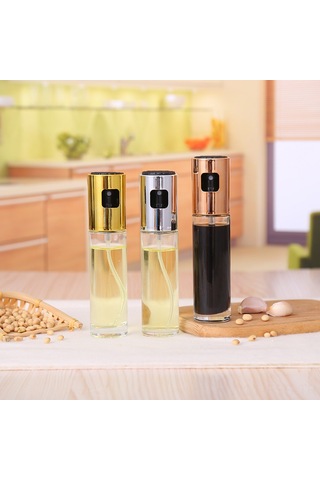 Hfambition Günlük Kullanıma Uygun Cam Ve Paslanmaz Çelik Sprey Yağ Şişesi - Sağlıklı Pişirme Ve Barbekü İçin 100ml Uzay Gümüşü Çok Renkli