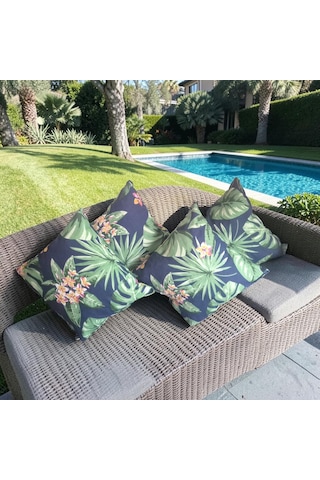 Kırlent Yastık Minder Yaprak Desen 4 Adet 35x35 35 x 35