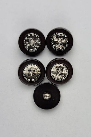 Küçük Ortası Metal Akrilik Koyu Kahverengi Kaban Çeket Hırka Yelek Düğmesi 5 Adet