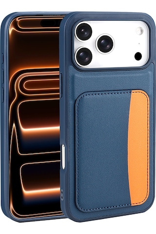 İphone 17 Pro Kılıf Kartlıklı X-kart Silikon Kılıf Lacivert