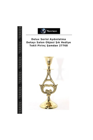Delux Serisi Aydınlatma Detayı Salon Objesi Şık Hediye Tekli Pirinç Şamdan 27768 Çok Renkli
