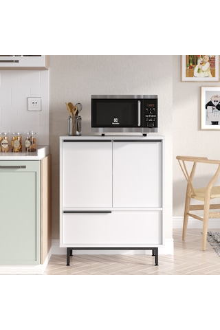 Robin Home Lidya Mutfak Dolabı Mikrodalga 3 Kapaklı Metal Ayak