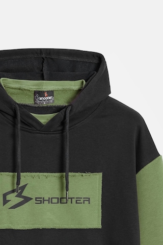 Shooter Sportwear Shooter Erkek Oversize Kapüşonlu Baskılı Kanguru Cepli Sweatshirt Siyah - Haki