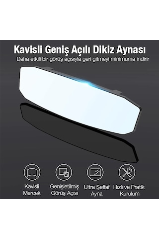 Ally Sd-2415 Kavisli Dışbükey Geniş Açılı Araç Dikiz Aynası 299x90mm- 5775 Siyah