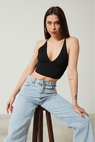 Twenty3 Kadın Super Crop Sırt Detaylı Triko Büstiyer Bluz 001