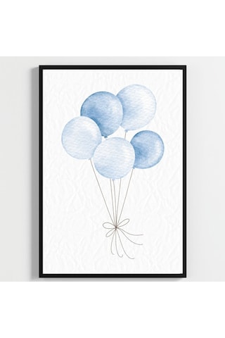 "besay Mavi Düşler ""baby"" Küp Temalı Çocuk Odası Dekorasyonu Yeni Doğan Erkek Bebek Hediyesi Poster 3'lü Set A4 Çerçeve