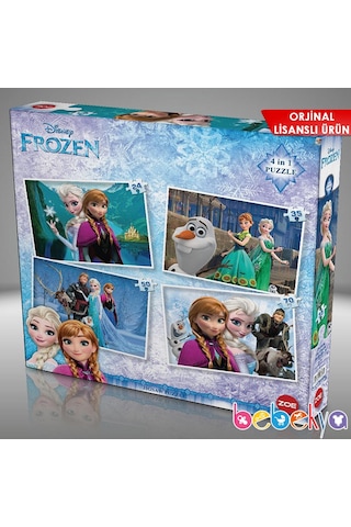 Disney Frozen Elsa Ve Anna 4 Adet Yapboz 24-35-54-70 Parçalı 4'ü 1 Arada