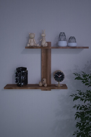 Dekorfim DF05104BR Dekoratif Z Raf Kitaplık Duvar Rafı İkili Raf