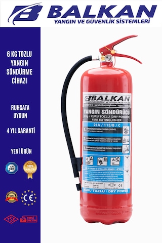 6 Kg Tozlu Ruhsata Uygun Yangın Söndürme Cihazı 6 Kg Tozlu Ruhsata Uygun Yangın Söndürme Cihazı