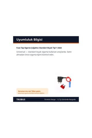 Trobus Fuse Tap Sigorta Çoğaltıcı Standart Bıçak Tipi 1 Adet Diğer