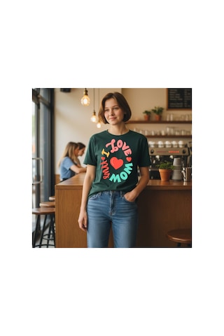 Urbantrendstore Unisex Anneler Günü Hediyesi Oversize Fit Rahat Geniş Salaş T-shirt Günlük Tişört Yeşil