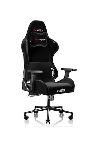 Exvega Vesta 2024 Serisi Siyah Dokuma Kumaş Profesyonel Gaming Oyuncu Koltuğu