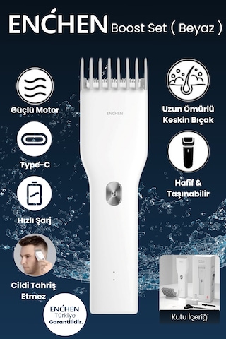 Enchen Boost Beyaz Taşınabilir Şarjlı Saç Kesim Seti