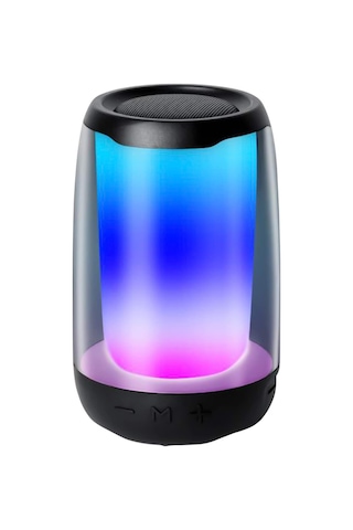 Youtek Siyah Mini Bluetooth Hoparlör, 5w Güç, 1200mah Pil, Renkli Işık Efekti, Düşük Tabanlı Müzik Çalar