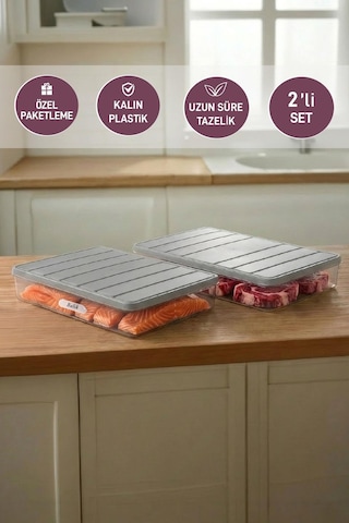 Selka Home 2 Adet 2,25 Lt. Nora Organizer Buzdolabı Buzluk Düzenleyici  Saklama Kabı