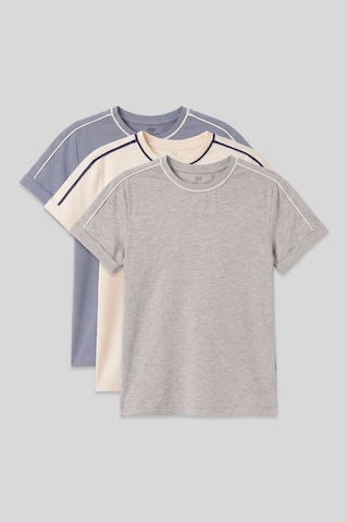 Standart Fit O Yaka 3lü Paket Koyu Mavi-ekru-gri Melanj Kız Çocuk T-shirt - 75177 G1 Melanj-ekru-koyu Mavi