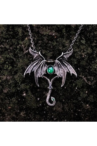 DÜKKAN DESİGN Dükkan Design Mitolojik Snake Head Dragon Kolye Gri - Siyah