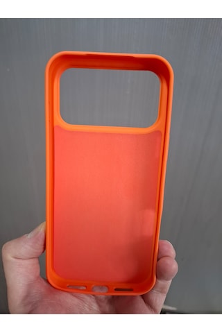 Apple Uyumlu iPhone 17 Pro Max Logolu İçi Kadife Silikon Lansman Kılıf Koyu Turuncu