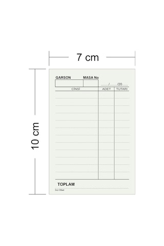 İnciofset Kafe Çay Kahve Sipariş Fişi A7 Tek Nüsha 500 Cilt