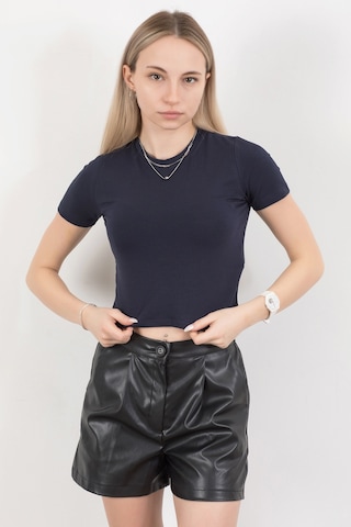 Giysa Kadın Bisiklet Yaka Pamuklu Basic T-shirt Lacivert Ms0000102 Lacivert