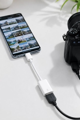 Delux Serisi Aktarım Kompakt Unisex Kamera Adaptörü Type-c To Usb Jh01515 Beyaz