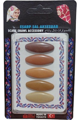 Melodi Scarf 5 Adet Çengelli Damla Eşarp Şal Türban İğnesi Renkli Bej/kahverengi Bej/kahverengi