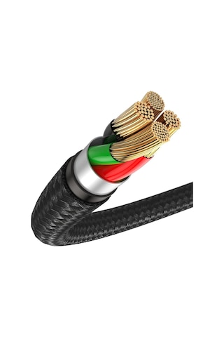 Baseus Halo Type-C 3A 1M Kablo Siyah / Kırmızı