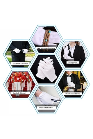 Unisex Beyaz Bando Garson Pandomim Gösteri Merasim Tören Eldiveni