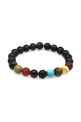 Küre Kesim Çoklu Doğaltaş Yıldız-gezegen Kombinli Kadın Bilekliği Çok Renkli