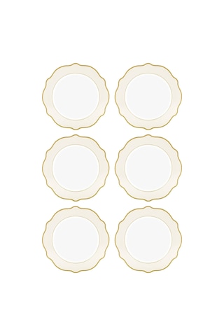 The Mia Jaswely Pasta Tabağı 6 Parça Krem 21 Cm