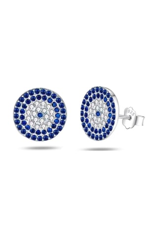 Brezza Lusso Jewelry 925 Ayar 5 Sıra Nazar Boncuk Bayan Gümüş Küpe