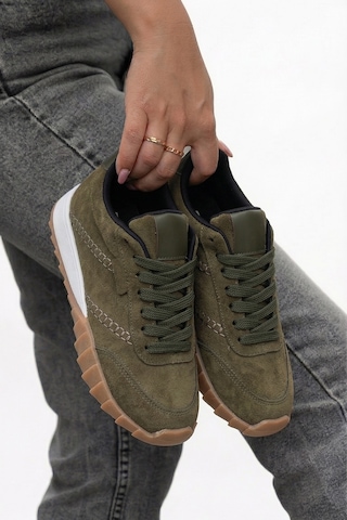 Tw Tonny White New York-048 Deri Spor Yürüyüş Günlük Sneaker Ayakkabı Haki