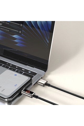 Mcdodo CA-6650 6A Usb Type-C Halo Solunum Işıklı Şarj Kablosu 1.2 M Siyah