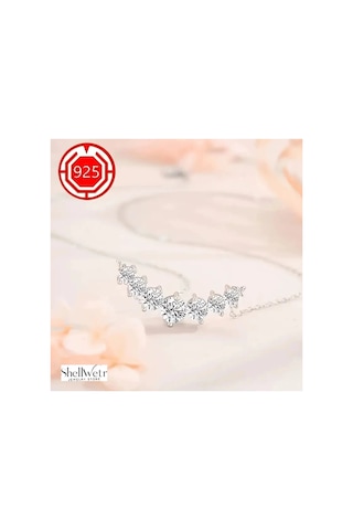 Silvershine Gümüş Kaplama Kadın Kolye Zarif & Işıltılı Tasarım Sevgili & Anneye Hediye Altın - Gümüş