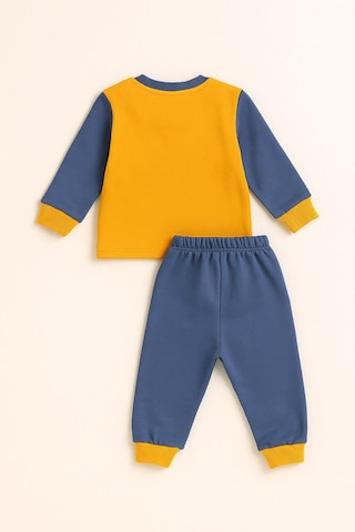 Aden Kids Erkek Çocuk Dinozor Baskılı Pamuklu Penye Pijama Takımı 0-5 Yaş Mevsimlik, Günlük Kullanıma Uygun Lacivert - Sarı