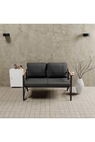 Mb Garden Furnıture Simetri Model, Balkon, Bahçe, Cafe, Metal Koltuk Takımı, Bahçe Takımı , Çay Seti, İkili Süngerli Antrasit