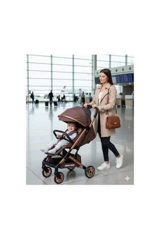 Tommybaby Quantum Kabin Travel Bebek Arabası Kabin Boy Bebek Arabası Pedli Katlanabilir Yağmurluk Hediye