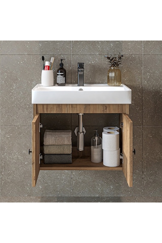 Ada Lavabolu Mat Suntalam Banyo Alt Dolabı 60 Cm Atlantik Çam