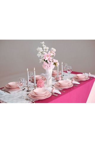 Kütahya Porselen Lar 24 Parça 6 Kişilik Yemek Takımı Pearl Pembe 616