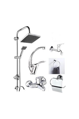 6'Lı Duş Seti Duş Robotu Banyo Bataryası Lavabo Bataryası Havlulu Diğer