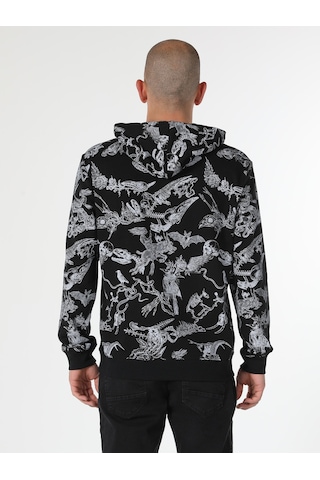 Colin's Regular Fit Baskılı Kapüşonlu Siyah Erkek Sweatshirt CL1061533_Q1.V2_BLK