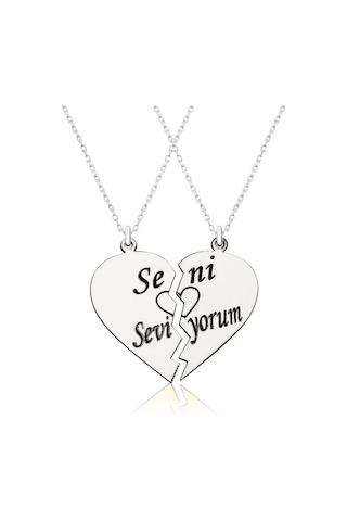 Ayrılan Kalp Çift Zincir Seni Seviyorum Kadın Beyaz Gümüş Kolye 460746832 Ayrılan Kalp Çift Zincir Seni Seviyorum Kadın Beyaz Gümüş Kolye 460746832