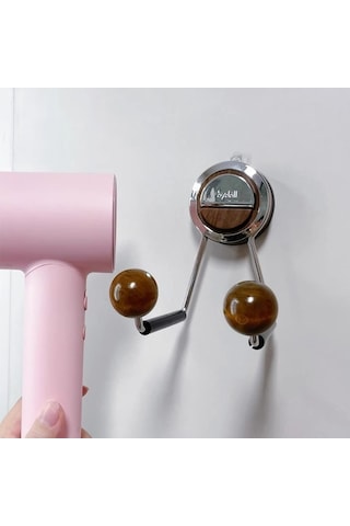 Wondernest Zımbasız Vantuzlu Tutucu, Saç Kurutma Makinesi Lichen Banyo Askısı Siyah