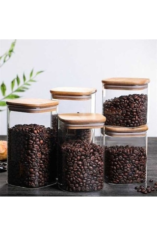 Pazly Temizle Kare Mühürlü Cam Baharat Kavanoz, Mutfak Kahve Çekirdeği Depolama Tankı E Diğer
