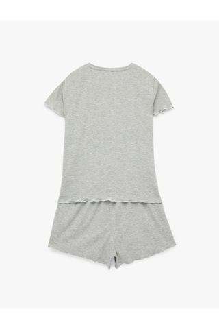 Koton Kısa Kollu Viskon Karışımlı Rahat Kalıp Pijama Takımı - 2'li Set Gri Melanj 6slk40119mk