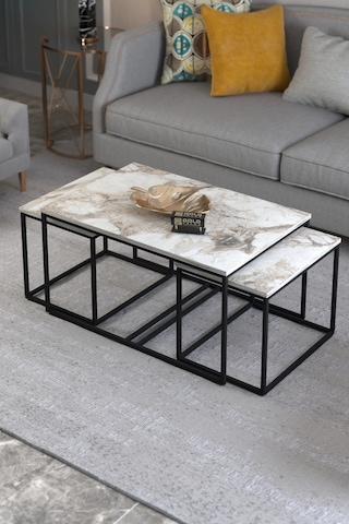 Vexor Orta Sehpa Ve Zigon Yan Sehpa Flora Set Efes Çok Renkli